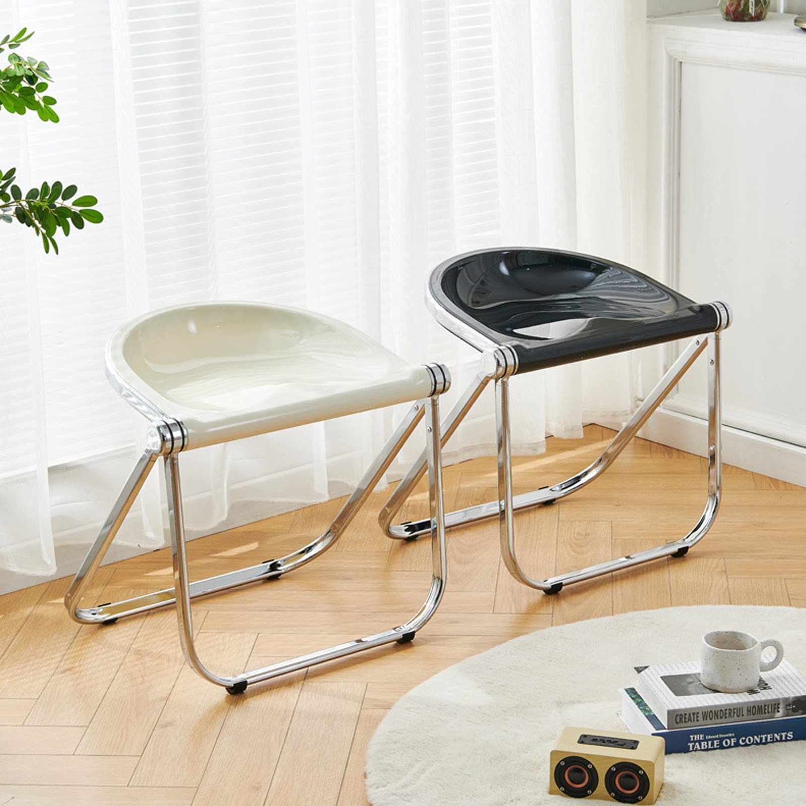 Amazon｜モダンなアクリル折りたたみ椅子、アクリルリビングルームの